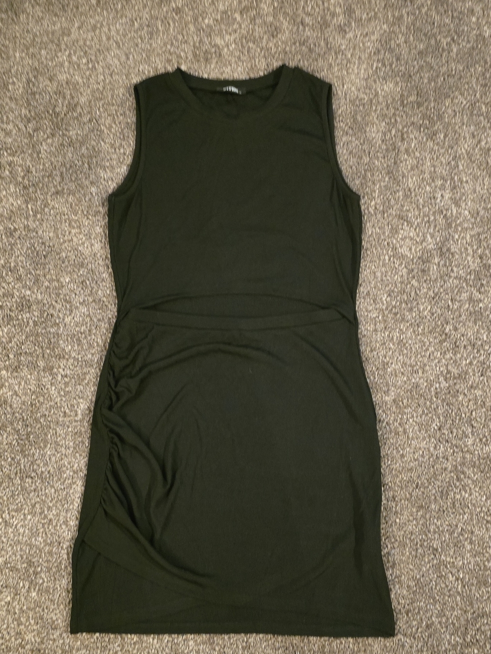 Classic Black Cut-Out Ribbed Sleeveless Bodycon Dress
